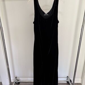 Alex Evenings Black Silk Velvet Maxi Dress